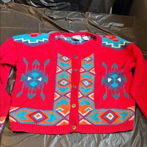 Vintage 1990s Nuovo Southwestern Round Neck Button Up Cotton Sweater